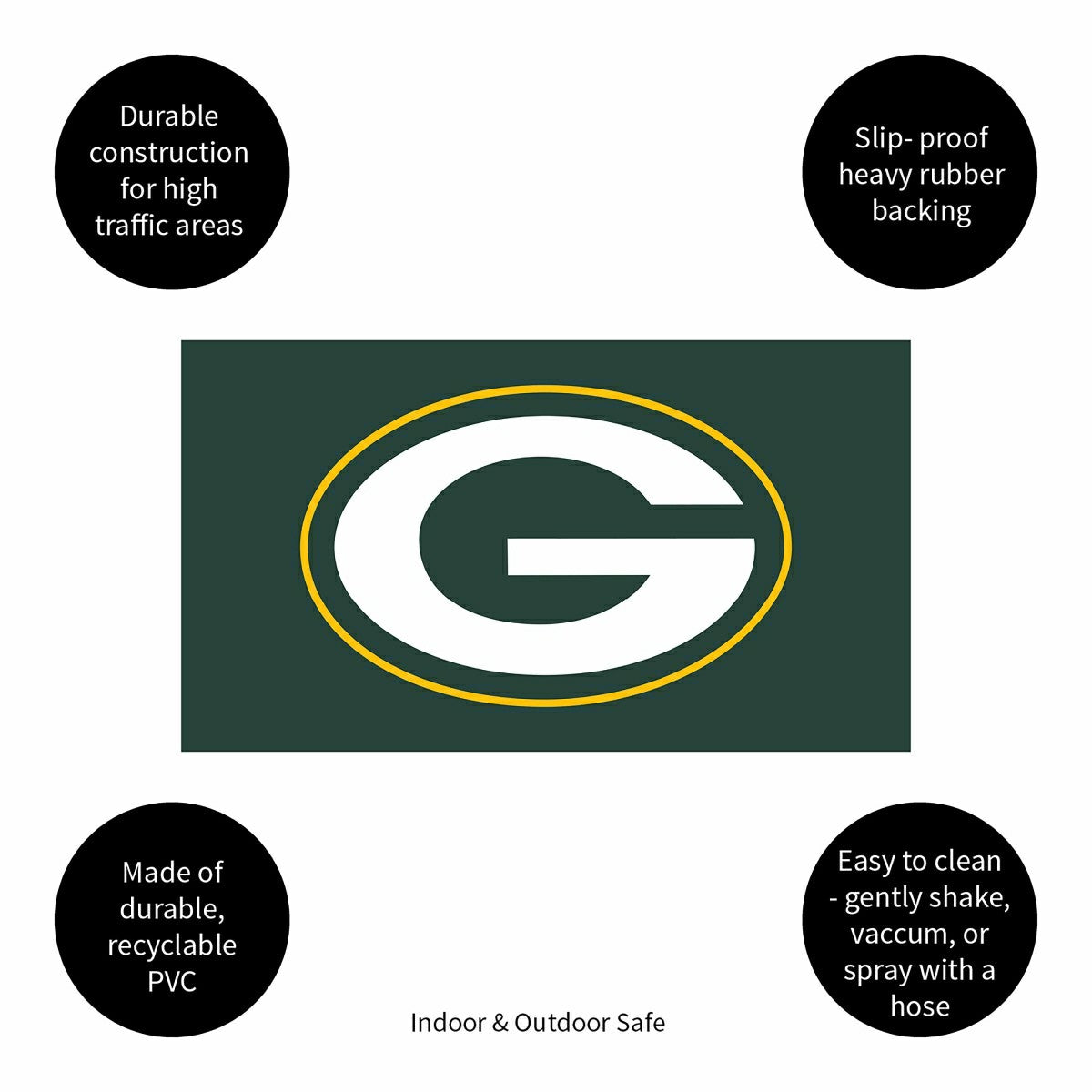 Full Color PVC Mat, 16" x 28", Green Bay Packers, NFL