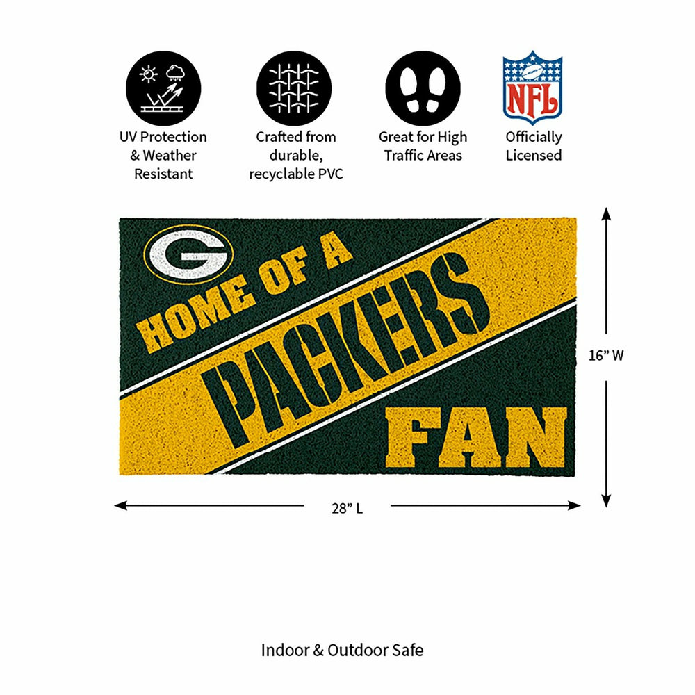 Green Bay Packers, PVC Mat COLOR, Home of a Fan, NFL