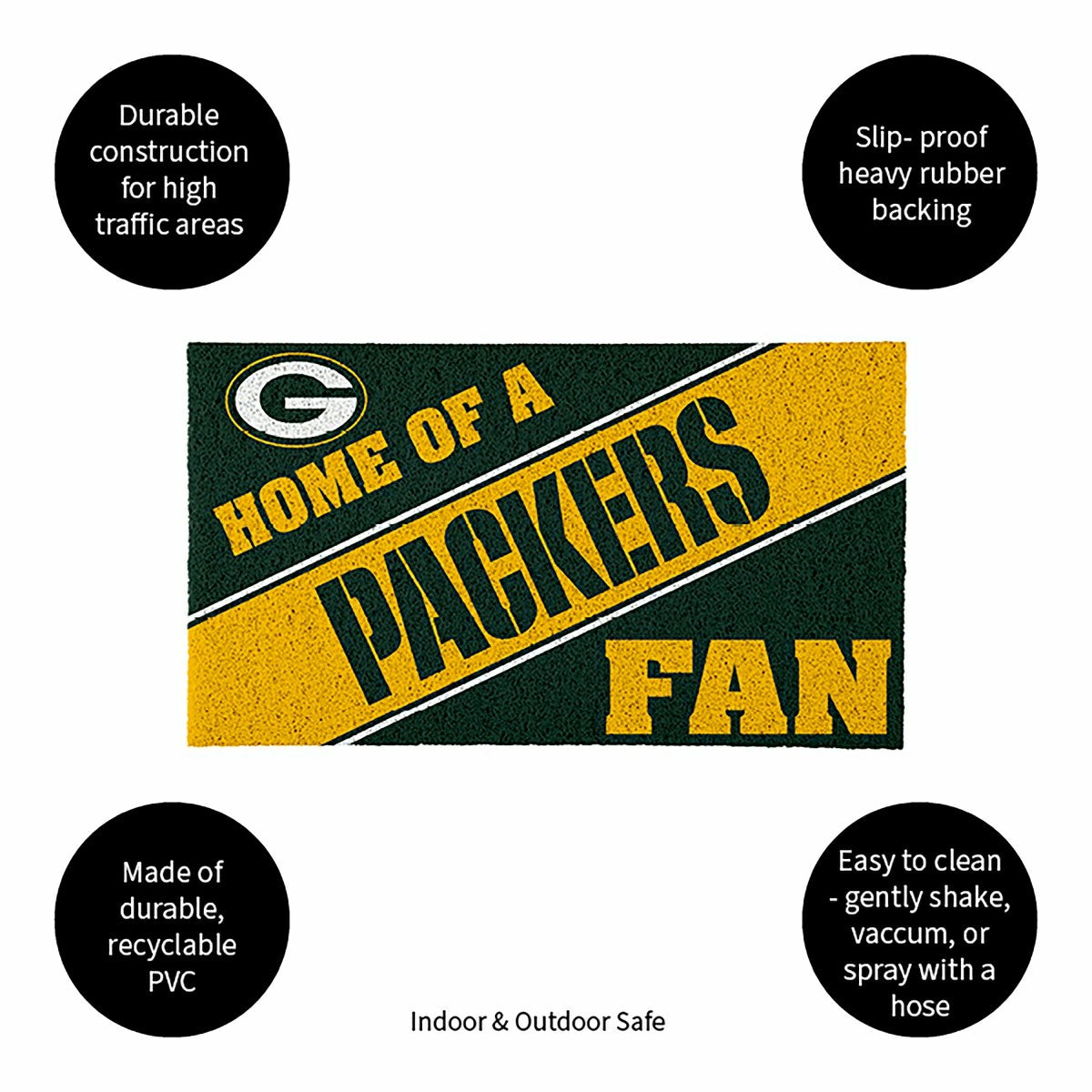 Green Bay Packers, PVC Mat COLOR, Home of a Fan, NFL