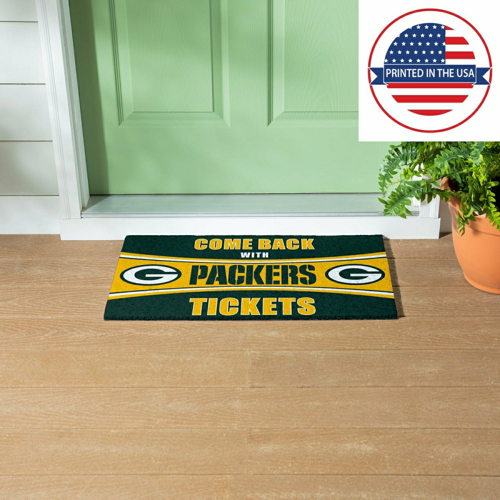 28" x 16" PVC Trapper Mat, Come Back with Tickets, Green Bay Packers, NFL