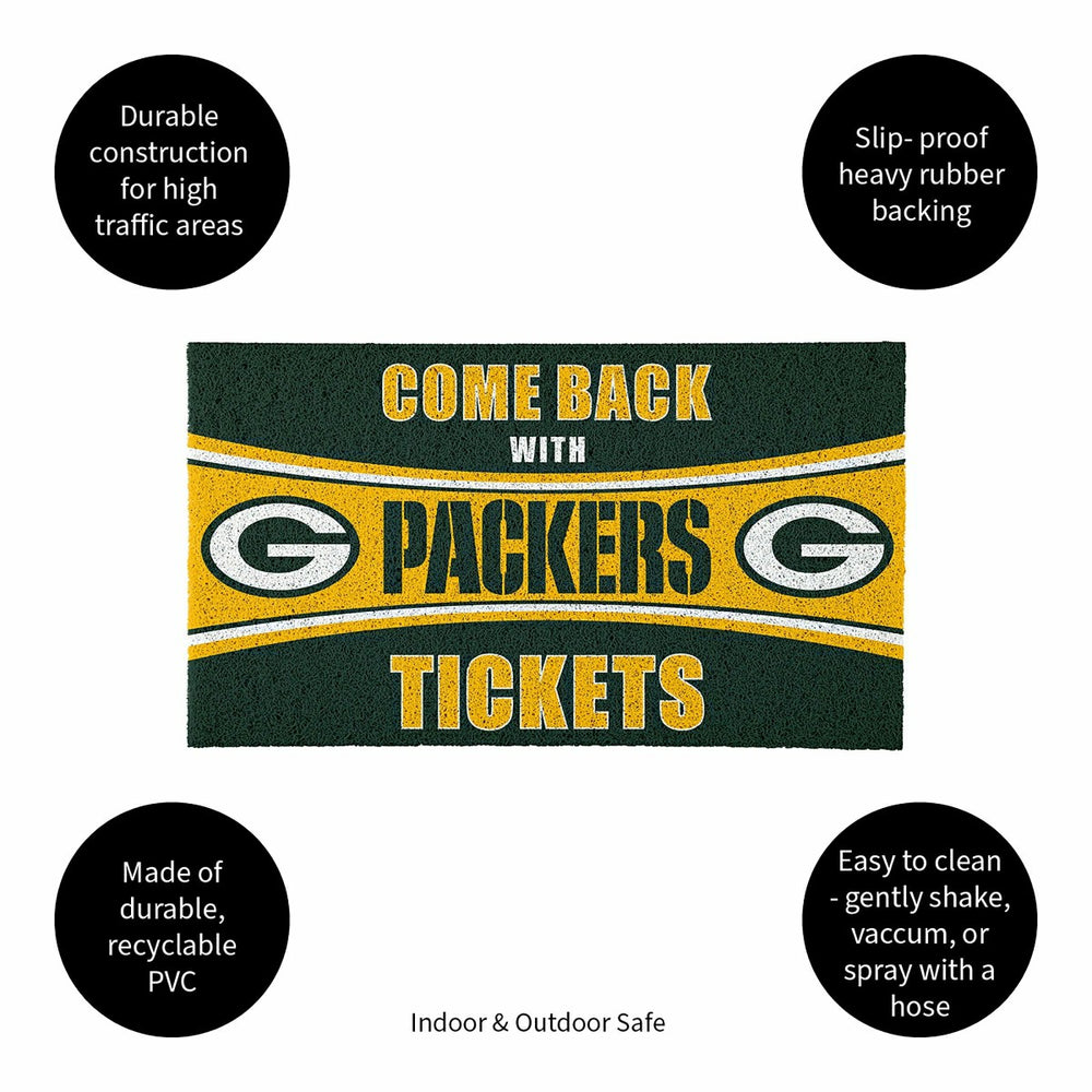 28" x 16" PVC Trapper Mat, Come Back with Tickets, Green Bay Packers, NFL