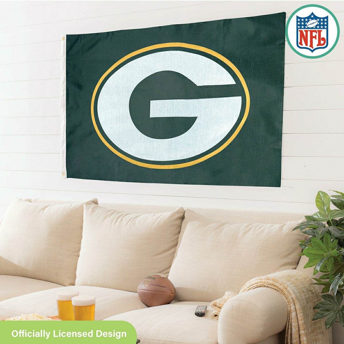 Green Bay Packers Single Sided Estate Flag with 2 Grommets, 3'x5', NFL, Home
