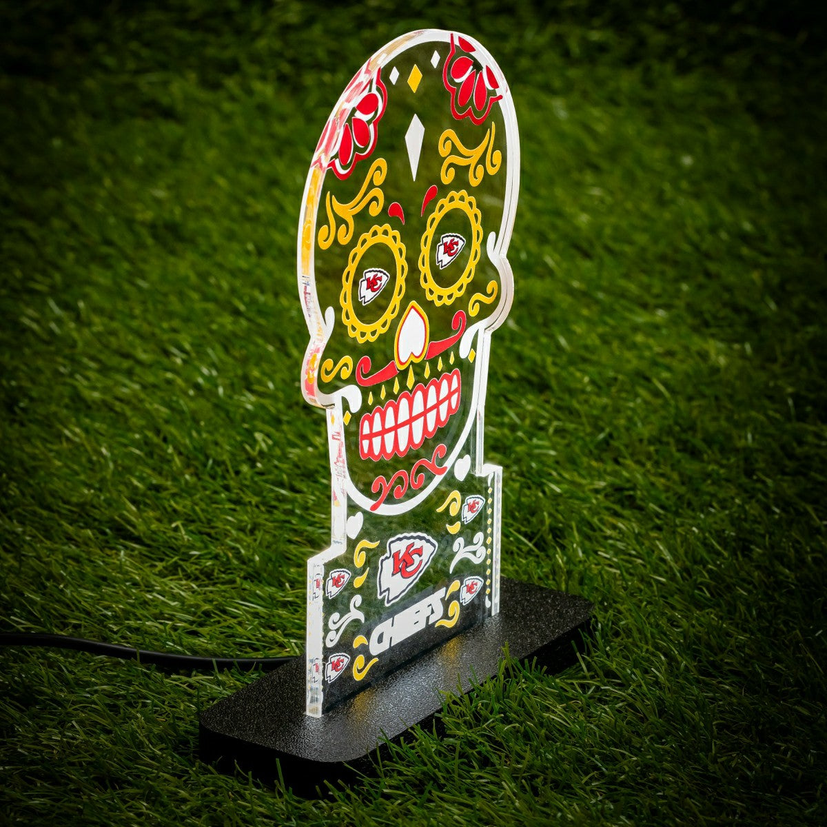 Kansas City Chiefs NFL Football Sugar Skull Desklite LED Decor, NFL, Home