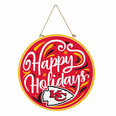 Kansas City Chiefs Holiday Round Door Décor with Hanging Rope, 18x18, NFL, Home