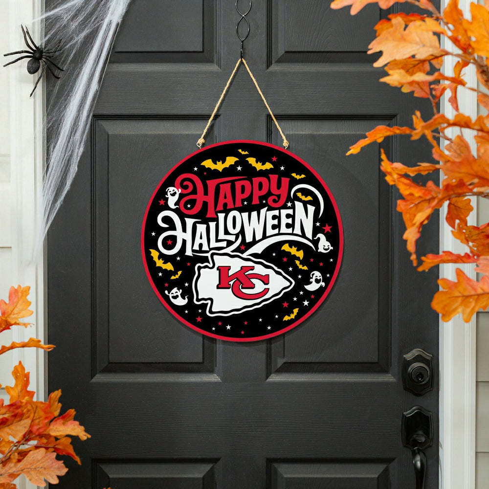 Kansas City Chiefs Halloween Round Door Décor with Hanging Rope, 18x18, NFL, Home