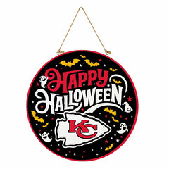 Kansas City Chiefs Halloween Round Door Décor with Hanging Rope, 18x18, NFL, Home