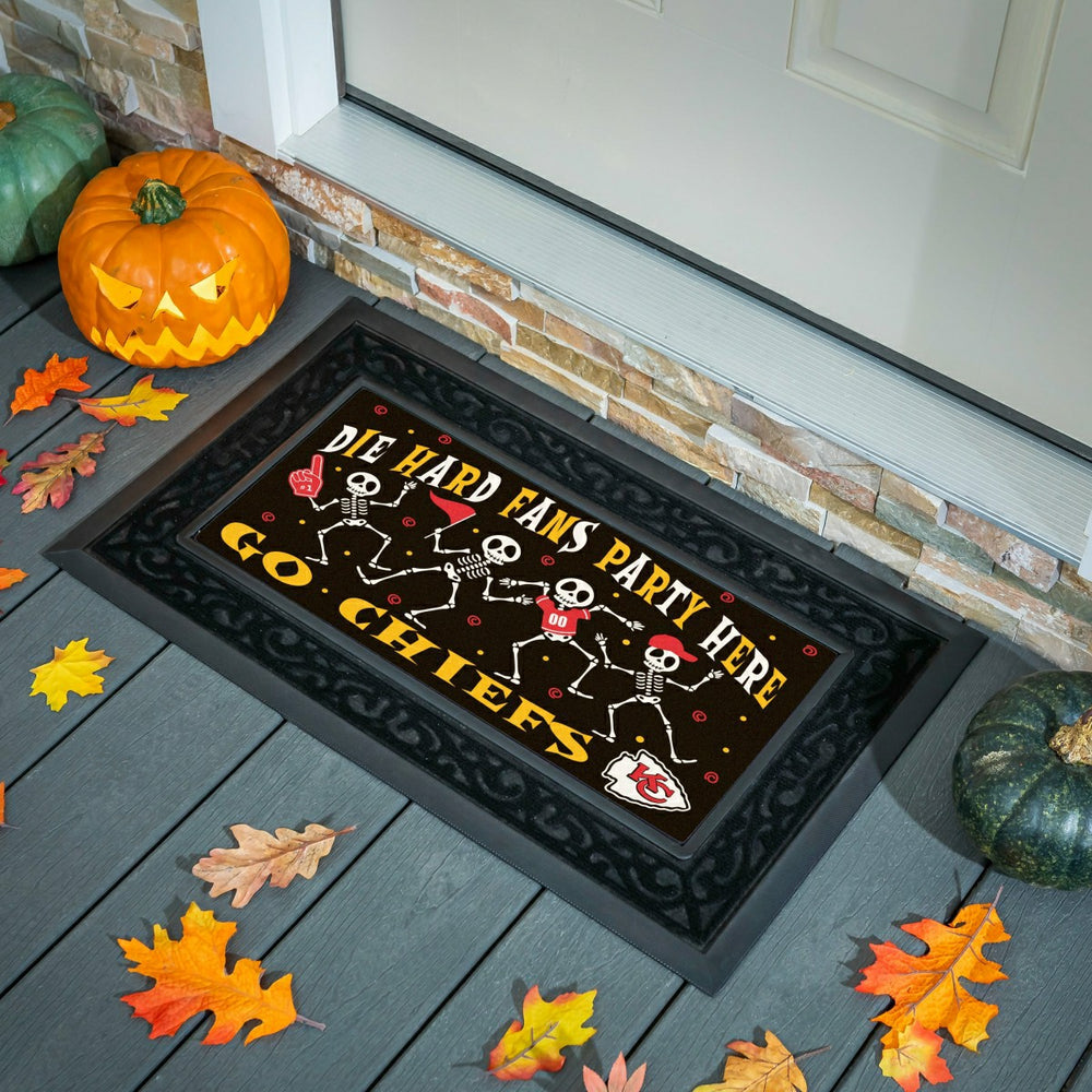 Kansas City Chiefs Flocked Coir Halloween Sassafras Switch Mat, 22"x10, NFL