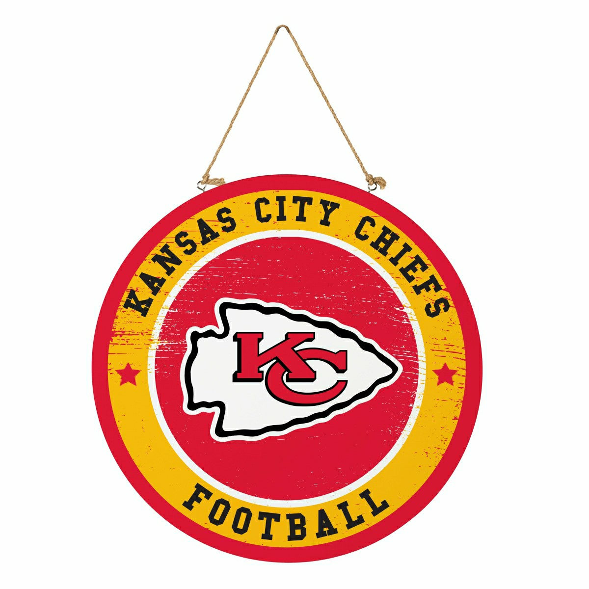Kansas City Chiefs Round Door Décor with Hanging Rope, 18x18, NFL, Home