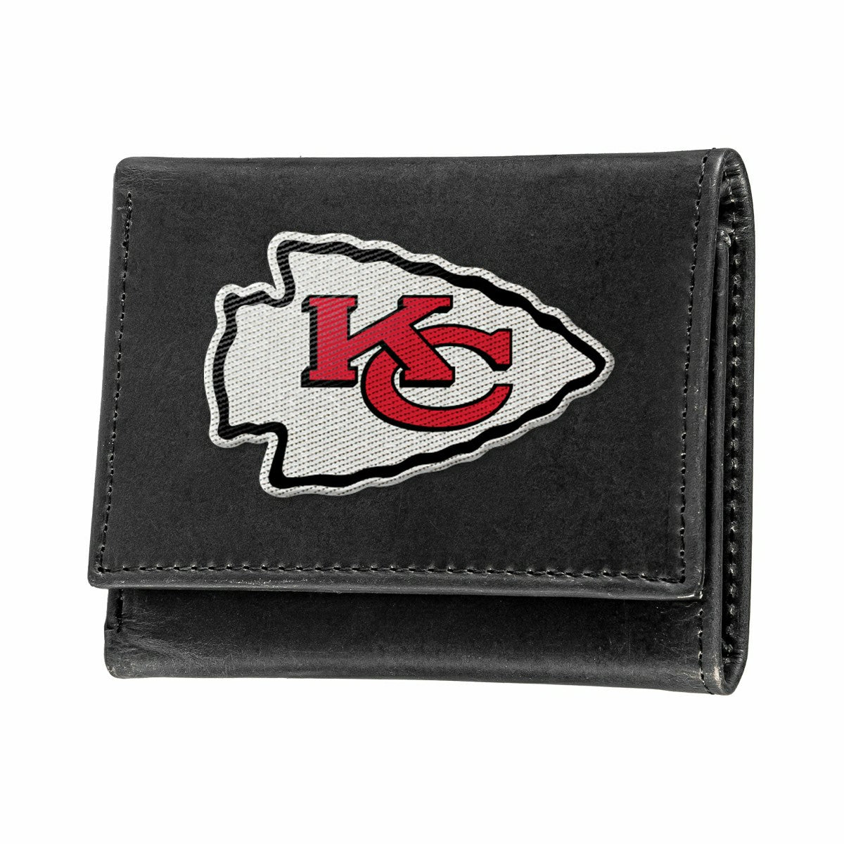 Kansas City Chiefs Black Tri-Fold Embroidered Wallet w/ RFID Blocking, NFL, Home