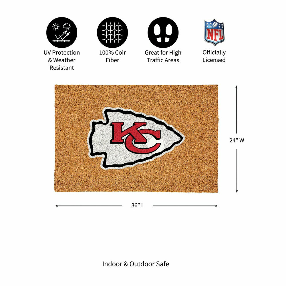 Kansas City Chiefs Large Full Color Coir Mat, 36"x24", NFL