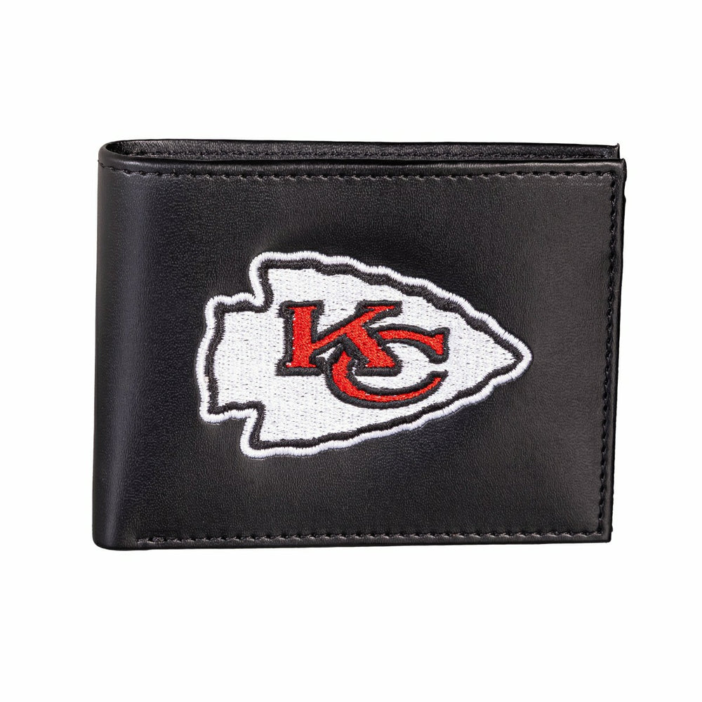 Kansas City Chiefs Black Bi-Fold Embroidered Wallet w/ RFID Blocking, NFL, Home