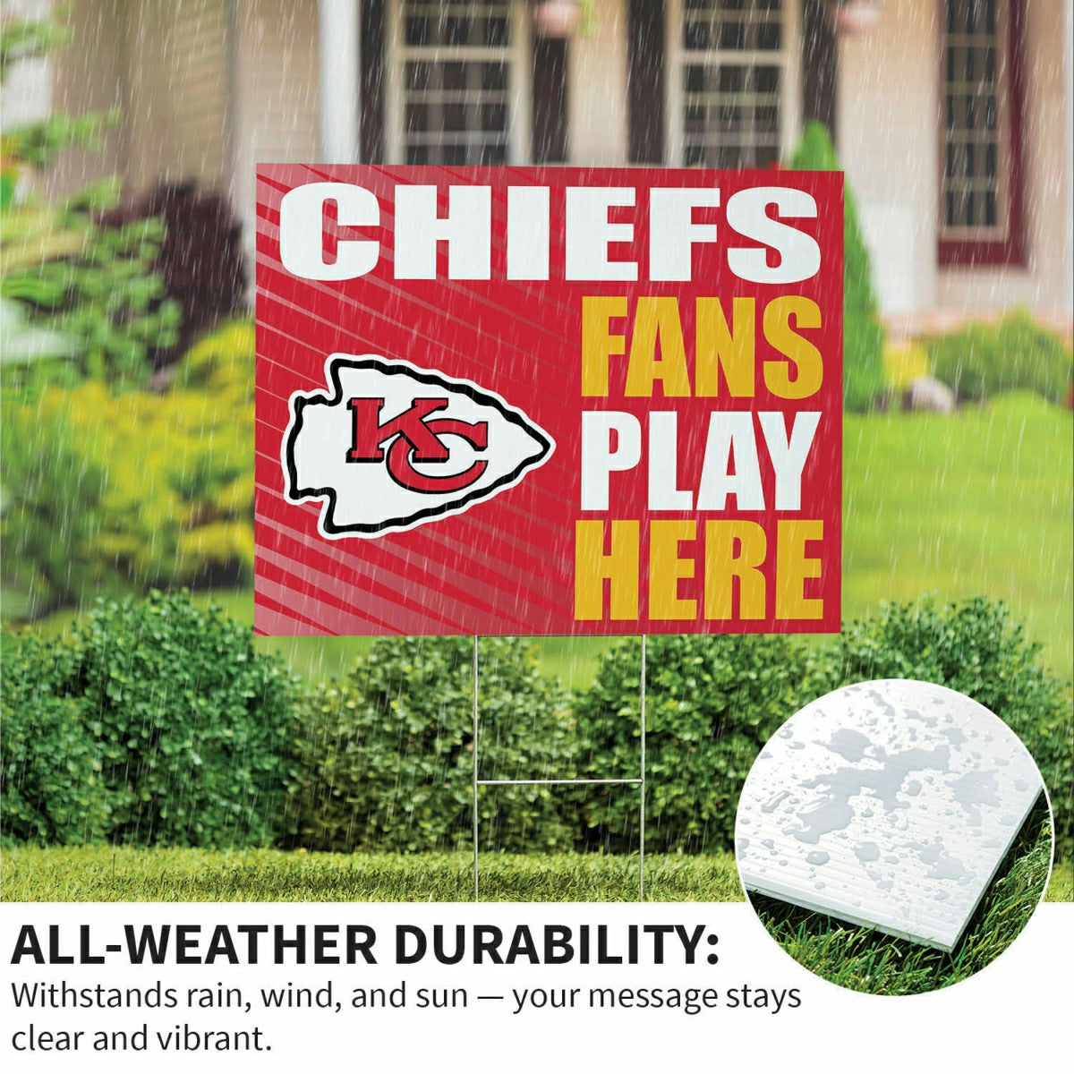 Kansas City Chiefs Coroplast Yard Sign "Fans Play Here", NFL, Home