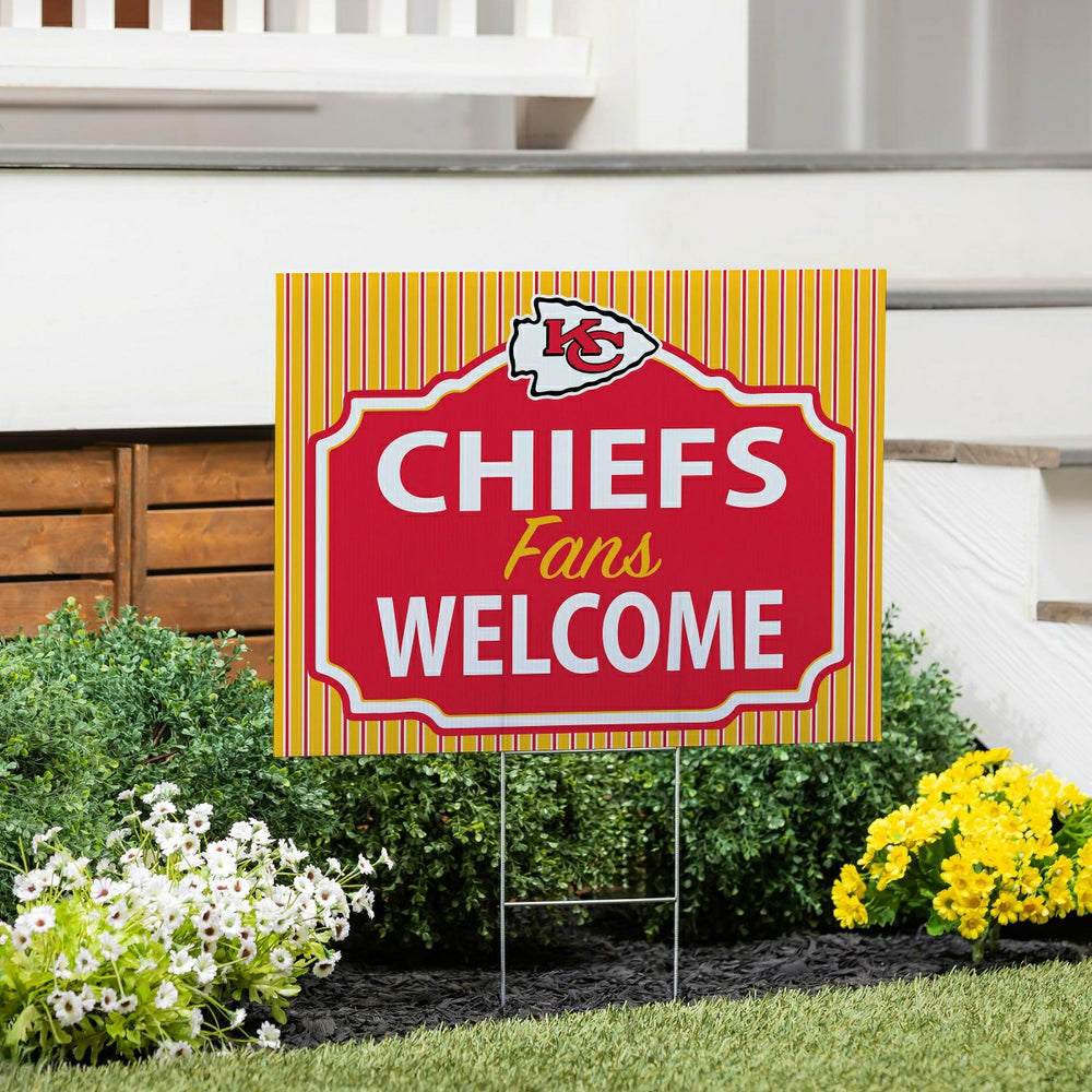 Kansas City Chiefs Coroplast Yard Sign, "Fans Welcome", NFL, Home