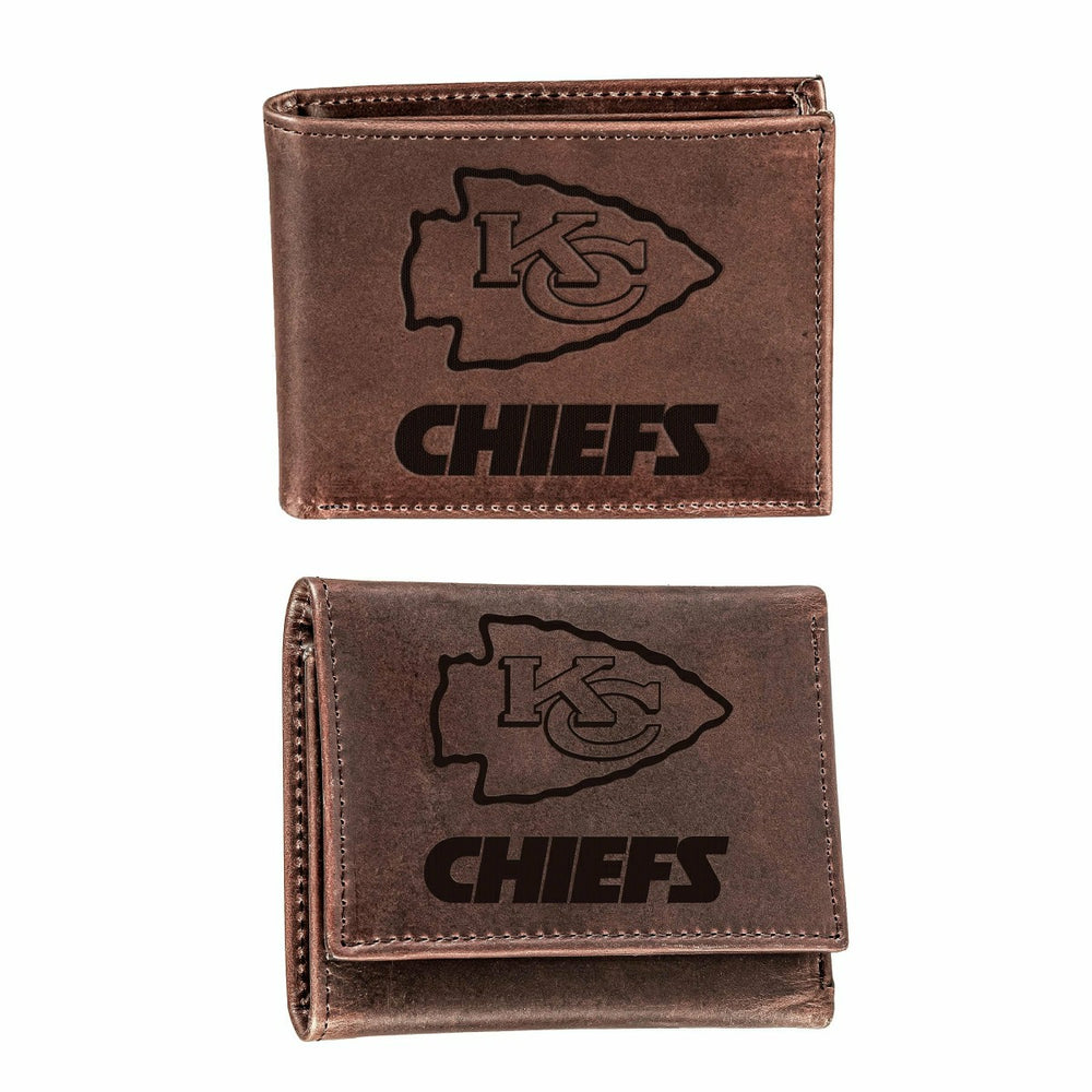 Kansas City Chiefs, Bi-Fold and Tri-Fold Wallet Gift Set, Brown, NFL, Home
