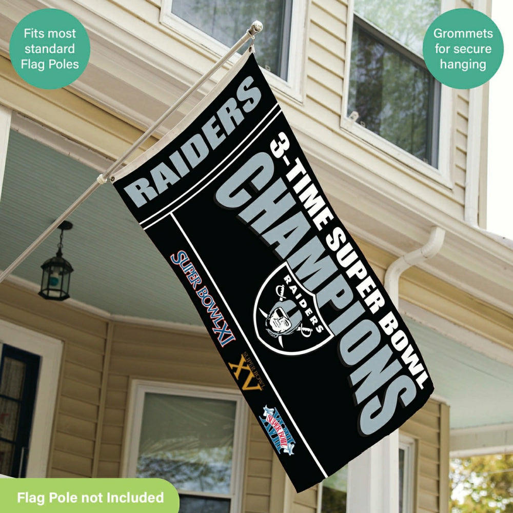 Las Vegas Raiders Multi-Win Superbowl Champions Football 3x5 Flag, NFL, Home