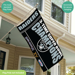 Las Vegas Raiders Multi-Win Superbowl Champions Football 3x5 Flag, NFL, Home