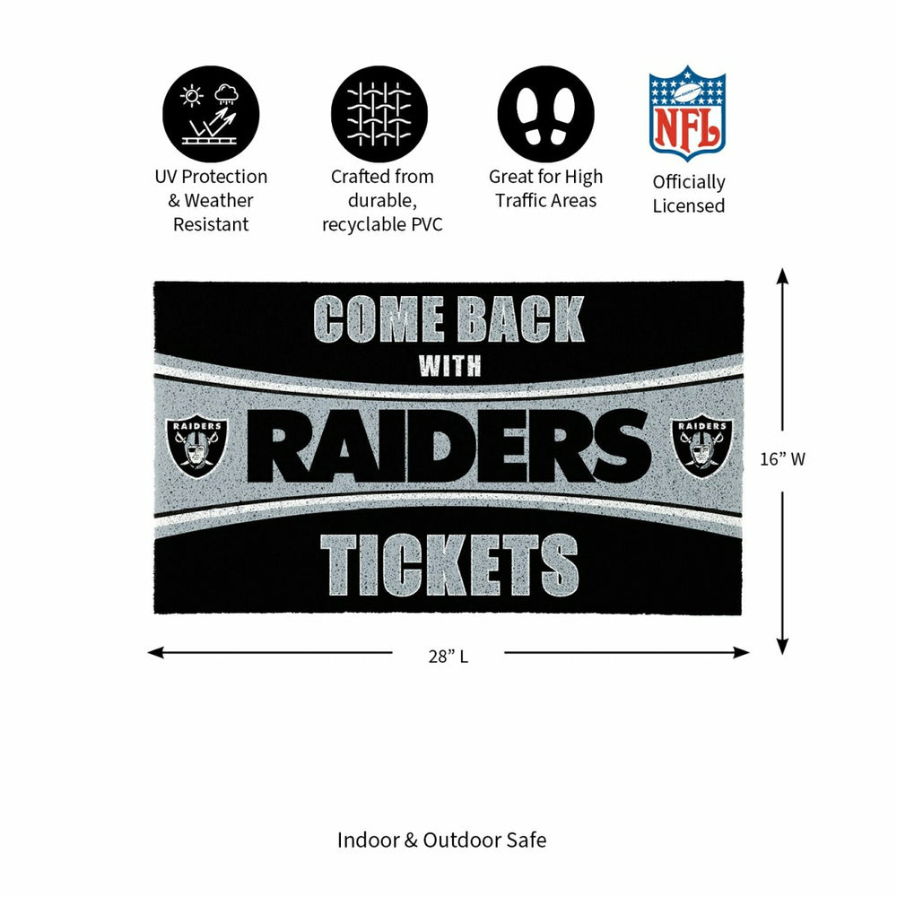 28" x 16" PVC Trapper Mat, Come Back with Tickets, Las Vegas Raiders, NFL