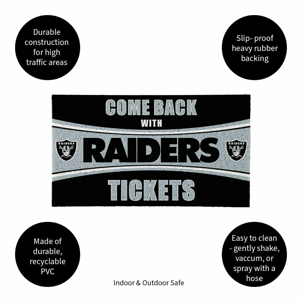 28" x 16" PVC Trapper Mat, Come Back with Tickets, Las Vegas Raiders, NFL