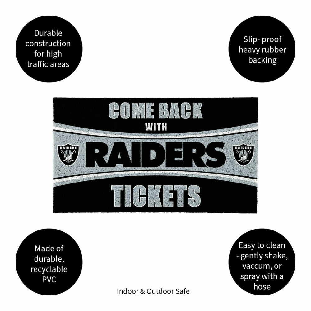 28" x 16" PVC Trapper Mat, Come Back with Tickets, Las Vegas Raiders, NFL