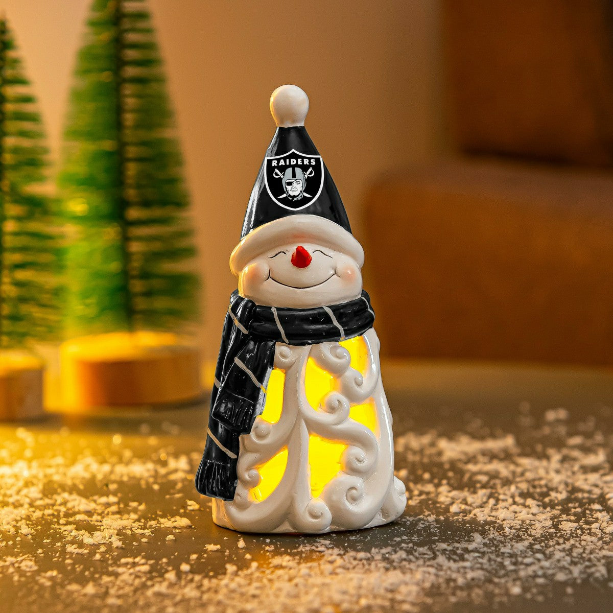 Las Vegas Raiders Snowman LED Statuary, 8", NFL, Home