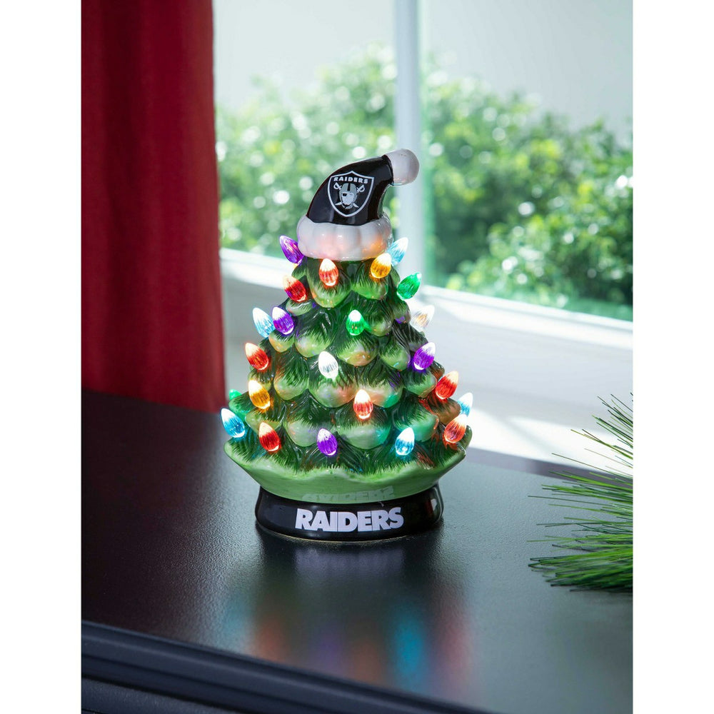 8" LED Ceramic Christmas Tree, Las Vegas Raiders, NFL, Home