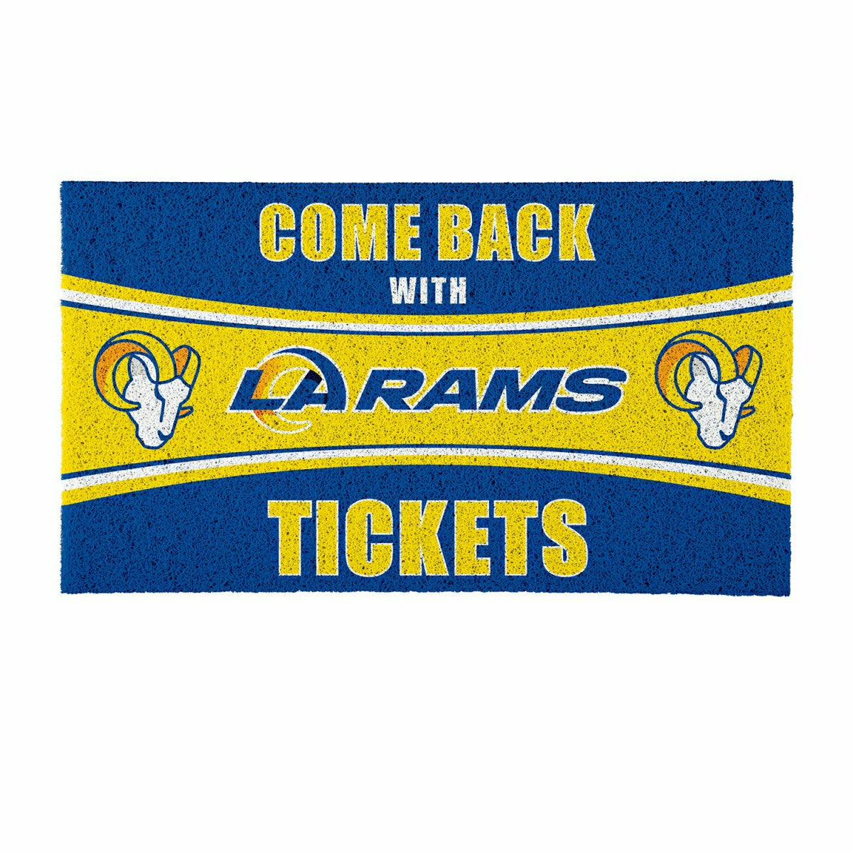 28" x 16" PVC Trapper Mat, Come Back with Tickets, Los Angeles Rams, NFL