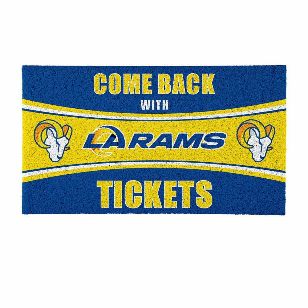 28" x 16" PVC Trapper Mat, Come Back with Tickets, Los Angeles Rams, NFL