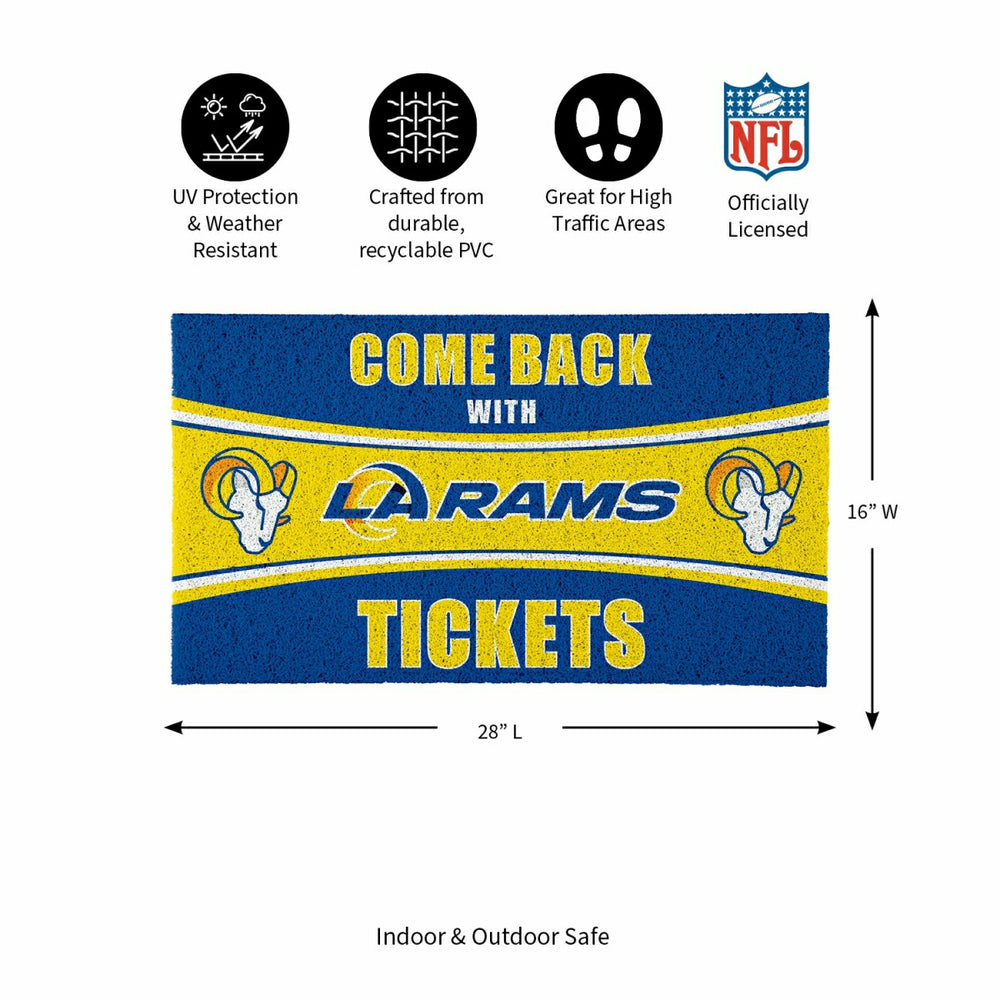 28" x 16" PVC Trapper Mat, Come Back with Tickets, Los Angeles Rams, NFL