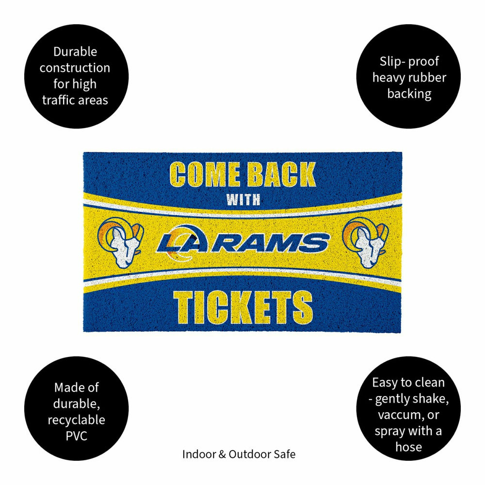 28" x 16" PVC Trapper Mat, Come Back with Tickets, Los Angeles Rams, NFL