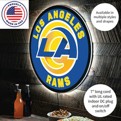 LED Wall Decor, Round, Los Angeles Rams, NFL, Home