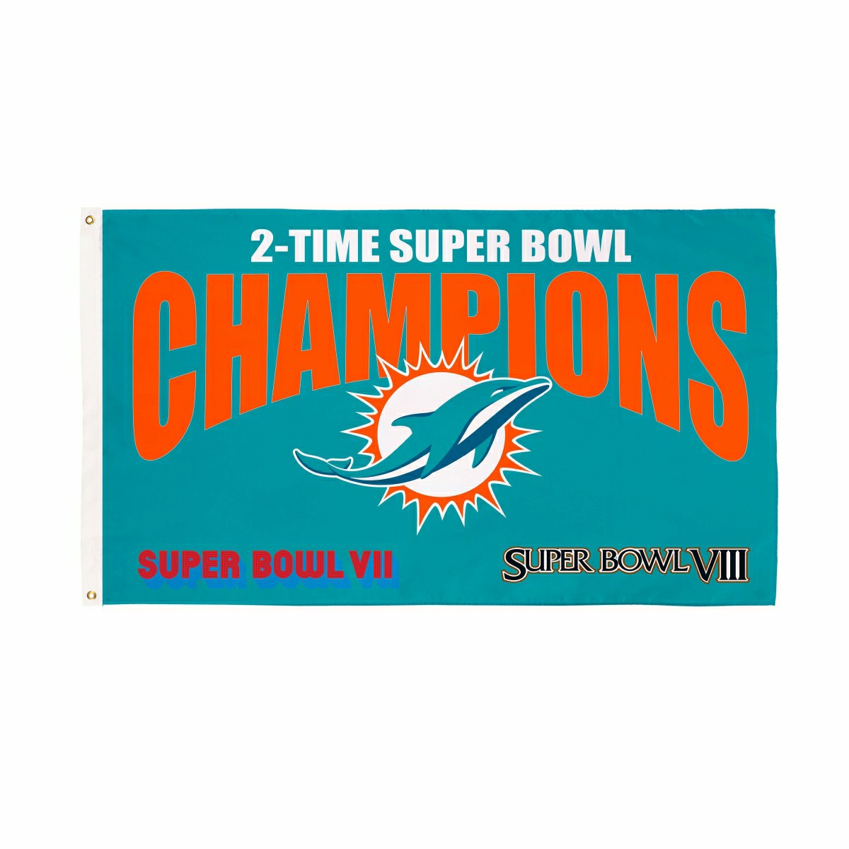 Miami Dolphins 2X Superbowl Champions Football 3x5 Flag, NFL, Home