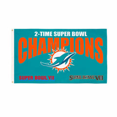 Miami Dolphins 2X Superbowl Champions Football 3x5 Flag, NFL, Home