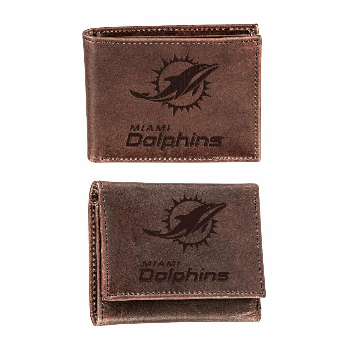 Miami Dolphins, Bi-Fold and Tri-Fold Wallet Gift Set, Brown, NFL, Home