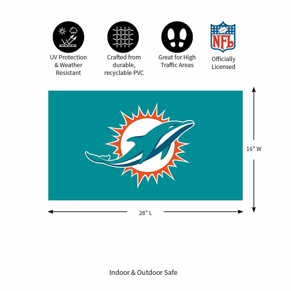 Full Color PVC Mat, 16" x 28", Miami Dolphins, NFL