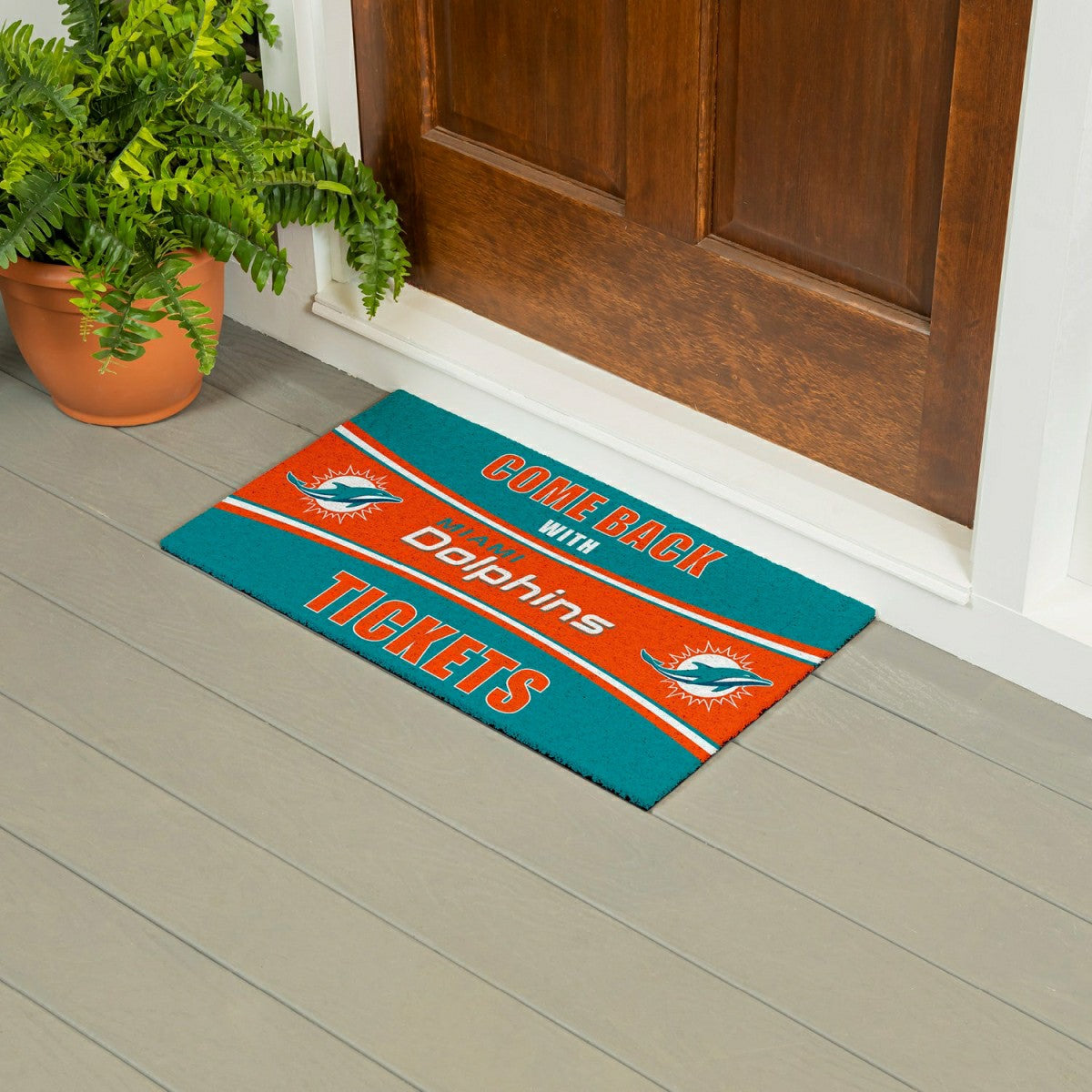 28" x 16" PVC Trapper Mat, Come Back with Tickets, Miami Dolphins, NFL