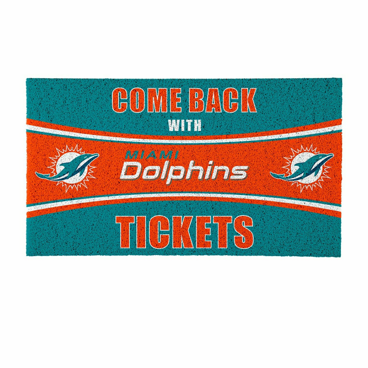 28" x 16" PVC Trapper Mat, Come Back with Tickets, Miami Dolphins, NFL