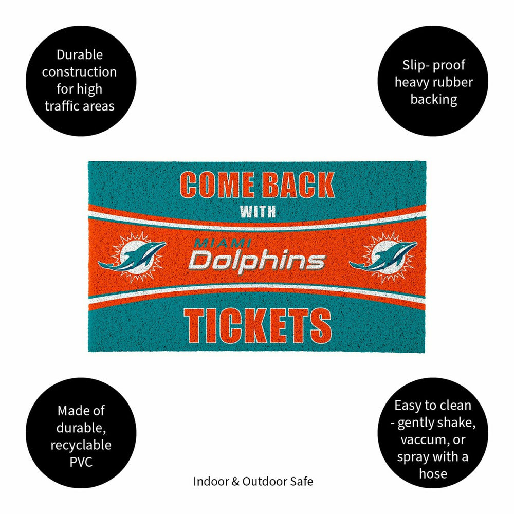 28" x 16" PVC Trapper Mat, Come Back with Tickets, Miami Dolphins, NFL
