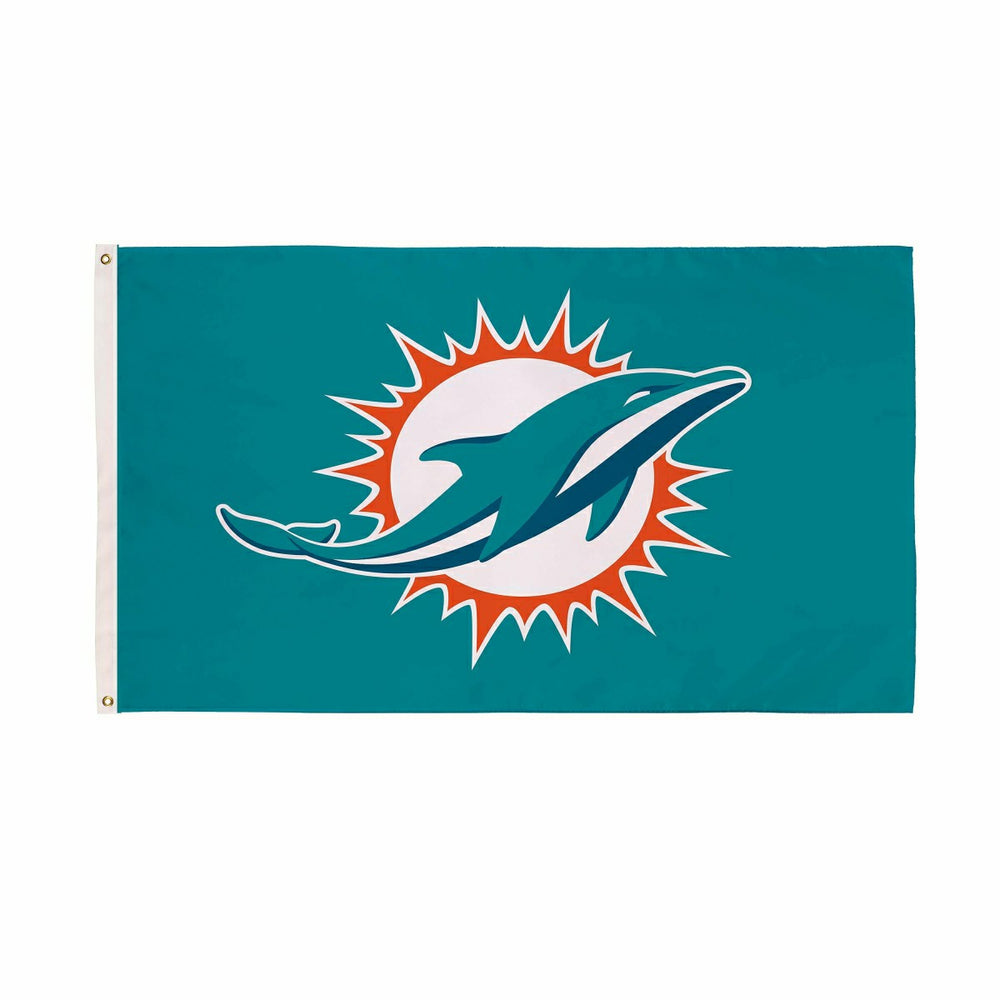 Miami Dolphins Single Sided Flag with 2 Grommets, 3'x5', NFL, Home
