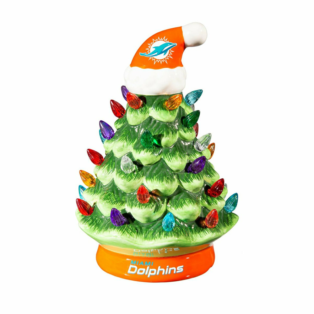 8" LED Ceramic Christmas Tree, Miami Dolphins, NFL, Home