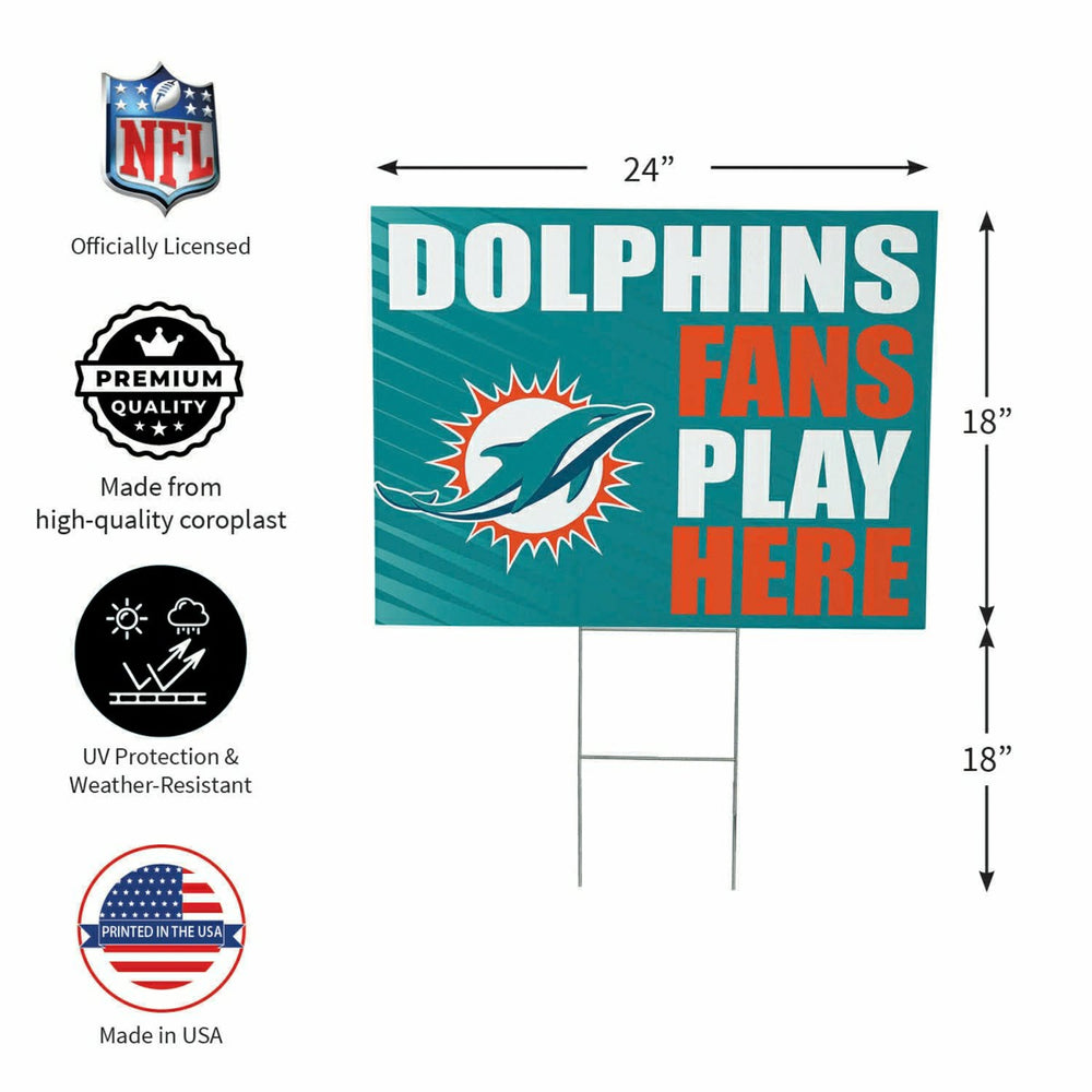 Miami Dolphins Coroplast Yard Sign "Fans Play Here", NFL, Home