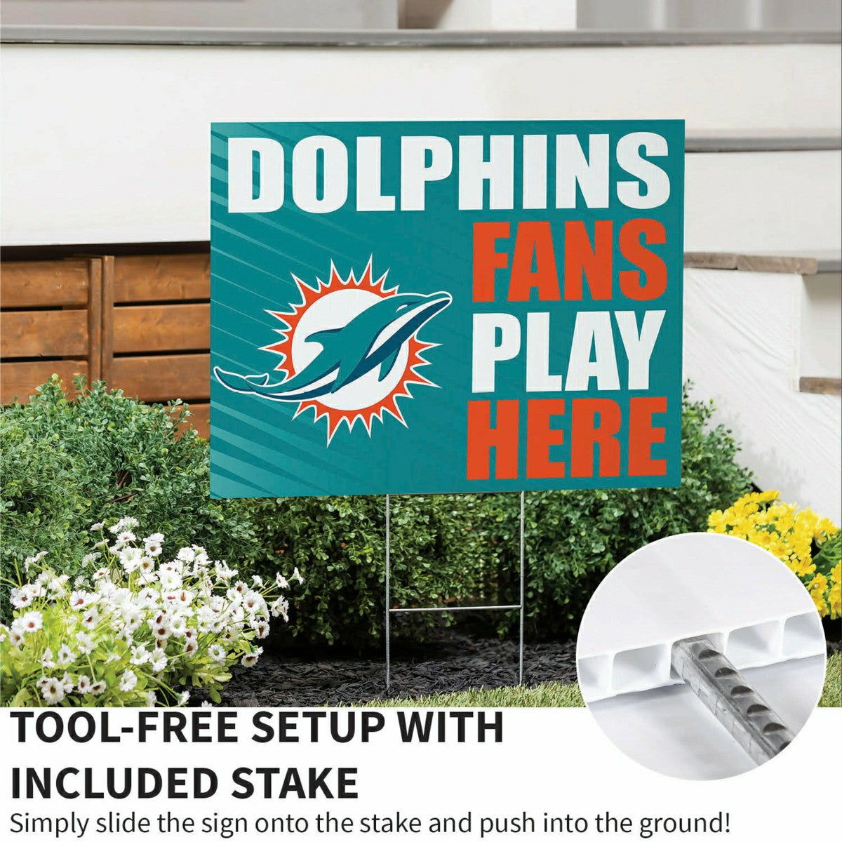 Miami Dolphins Coroplast Yard Sign "Fans Play Here", NFL, Home
