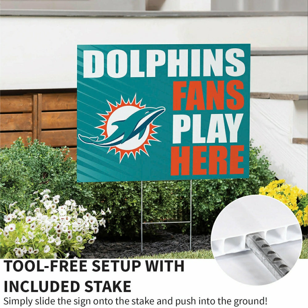 Miami Dolphins Coroplast Yard Sign "Fans Play Here", NFL, Home