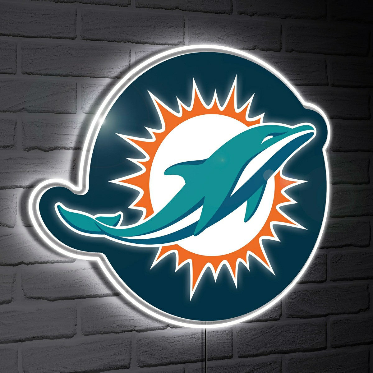 Miami Dolphins LED Wall Decor, Glazelite, Logo, NFL, Home