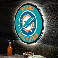 LED Wall Decor, Round, Miami Dolphins, NFL, Home