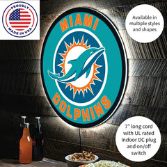LED Wall Decor, Round, Miami Dolphins, NFL, Home
