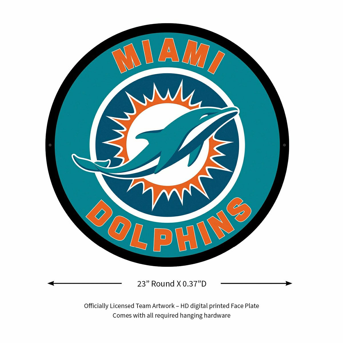 LED Wall Decor, Round, Miami Dolphins, NFL, Home
