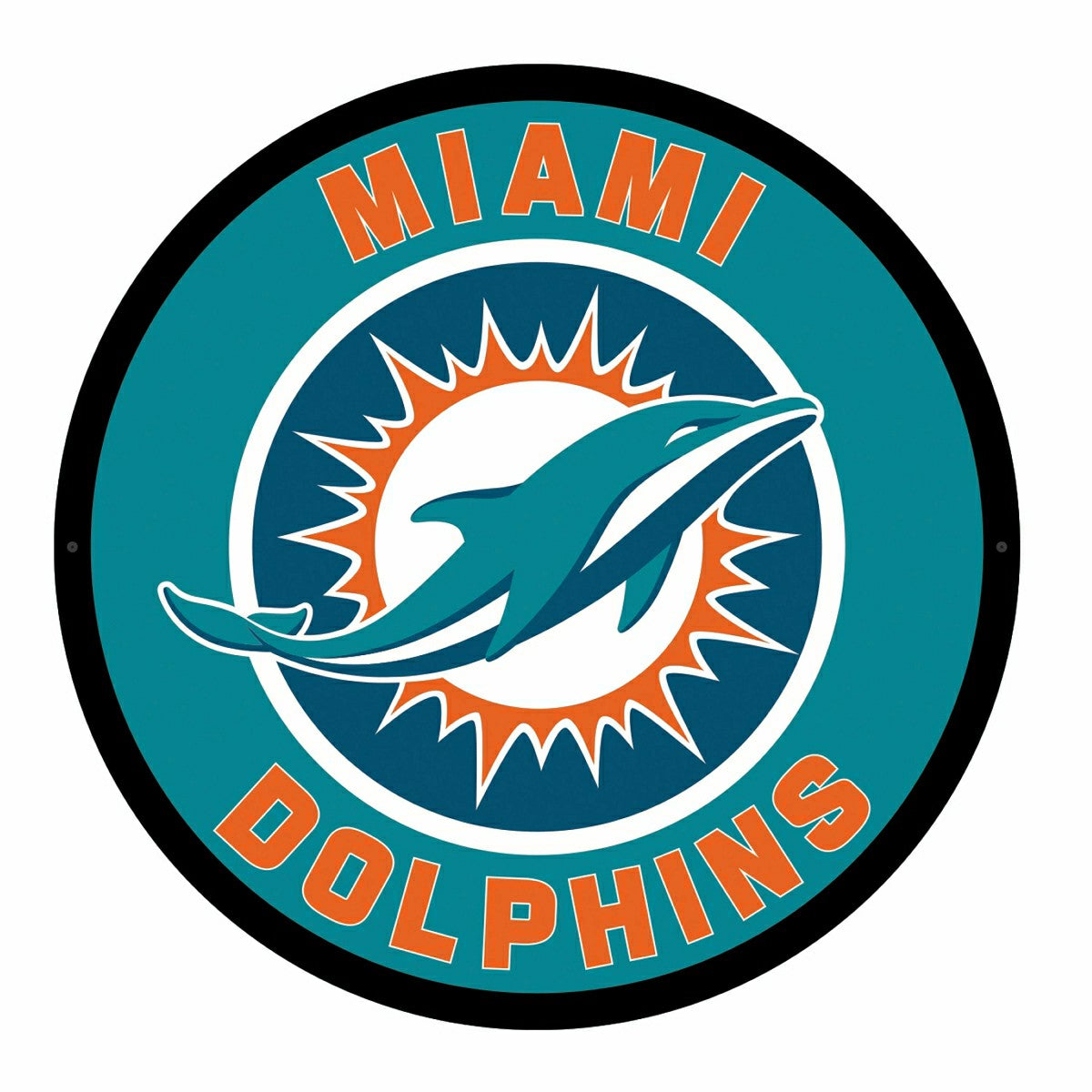 LED Wall Decor, Round, Miami Dolphins, NFL, Home