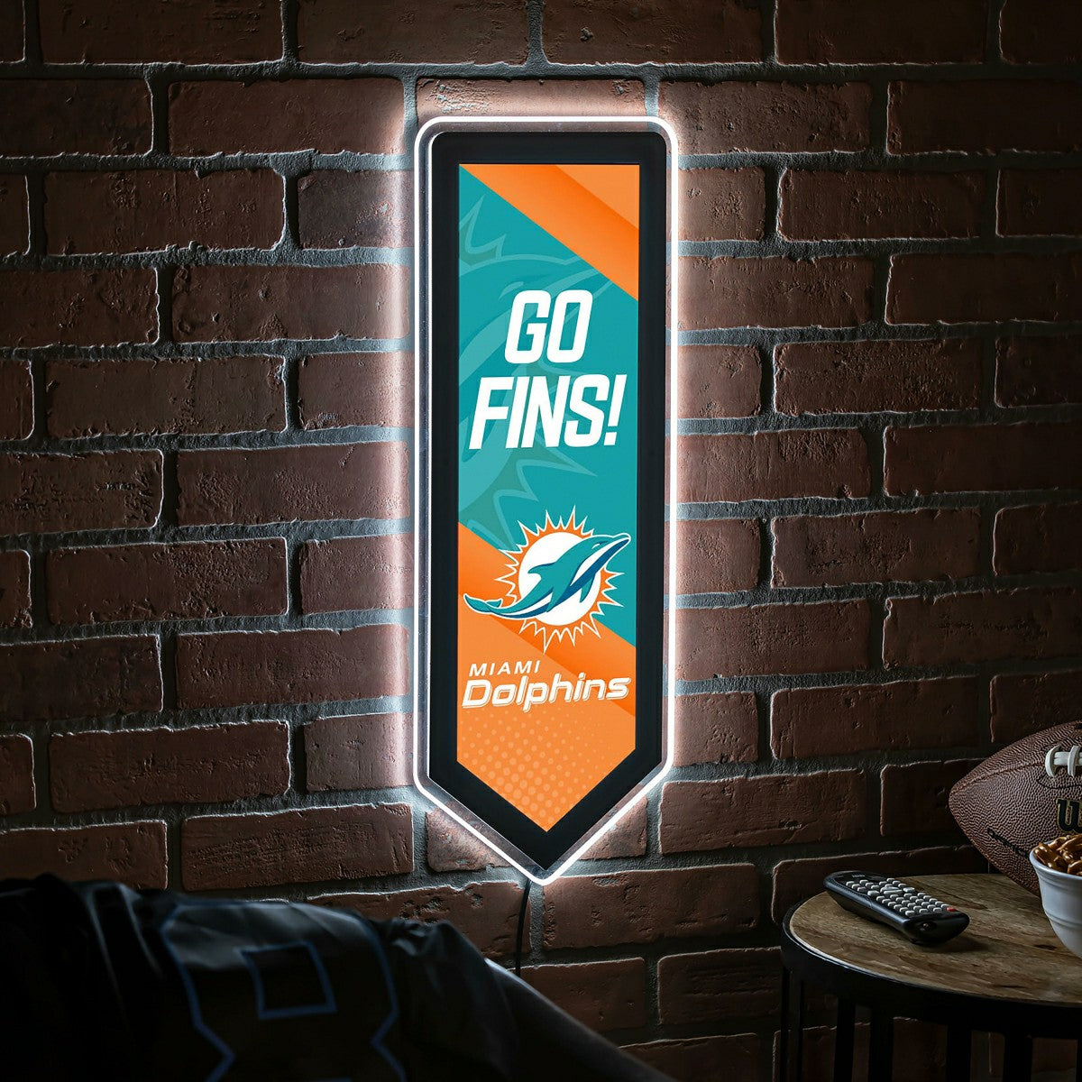 LED Wall Decor, Pennant, Miami Dolphins, NFL, Home