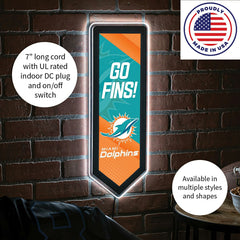 LED Wall Decor, Pennant, Miami Dolphins, NFL, Home
