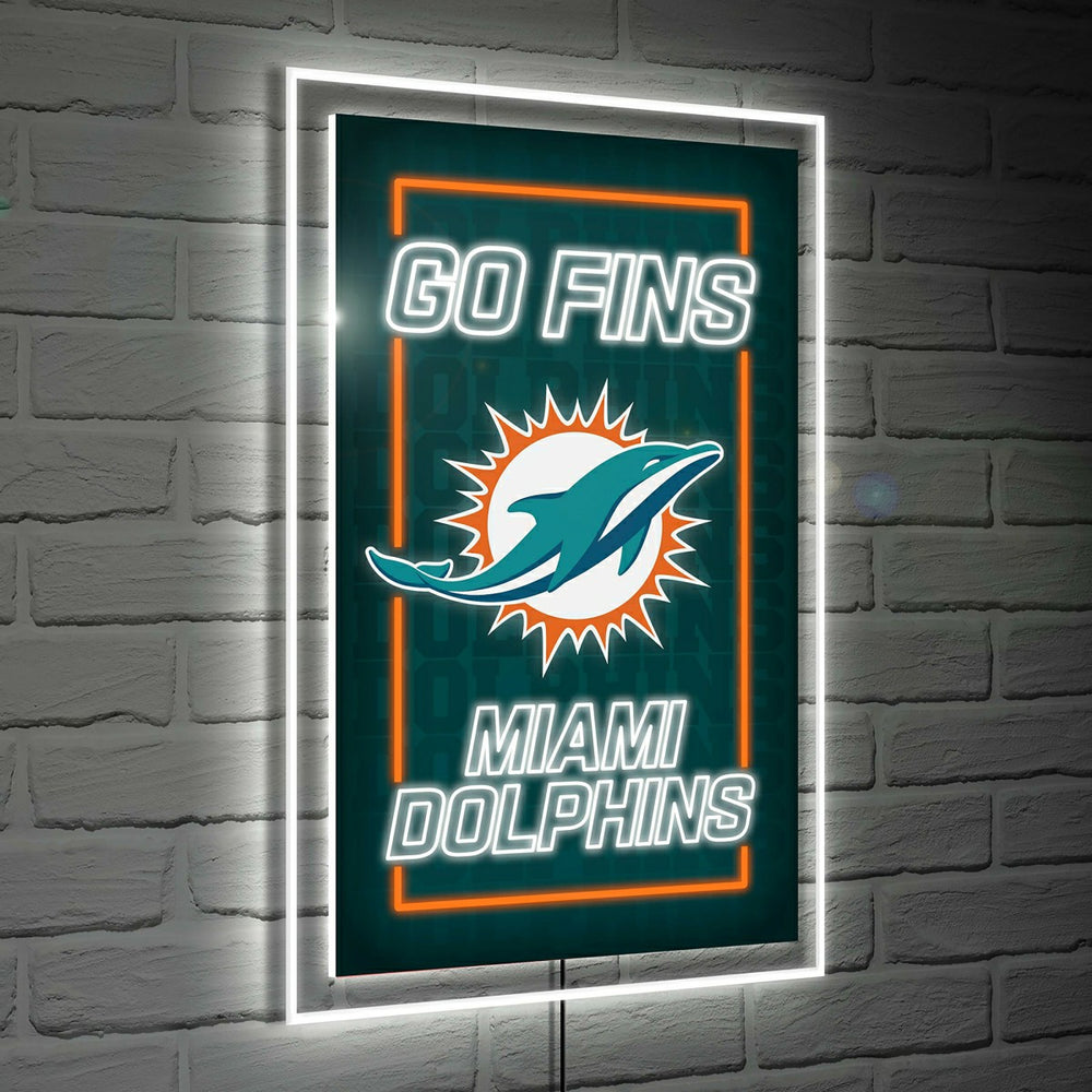 Miami Dolphins NFL Football Rectangle Neolite LED Decor, NFL, Home